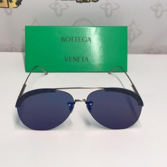 New Authentic Bottega Veneta BV0242S 003 Sunglasses – Blue Pilot Aviator - Picture 9 of 13